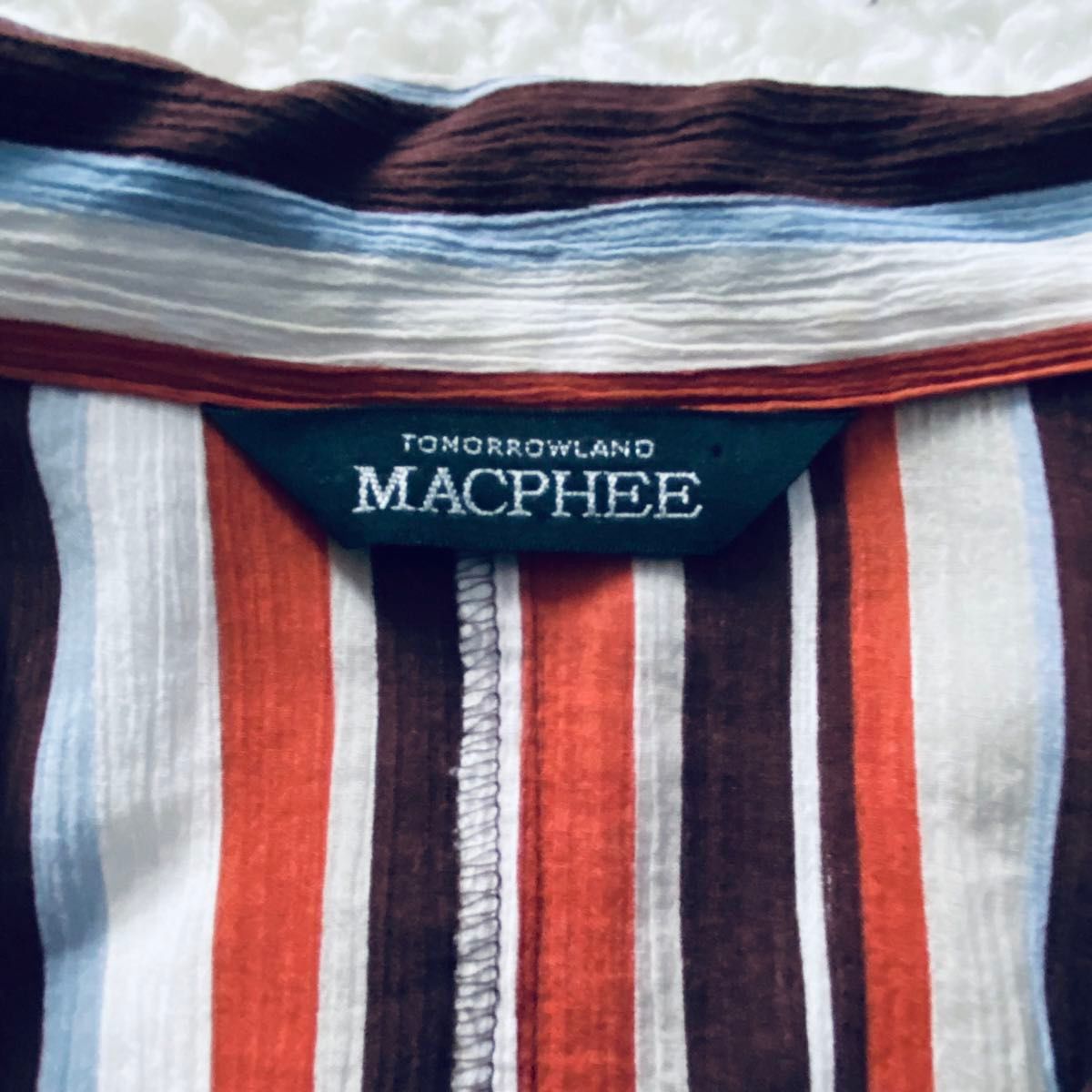 マカフィー トゥモローランド MACPHEE TOMORROWLAND ストライプブラウス ストライプシャツ 七分袖