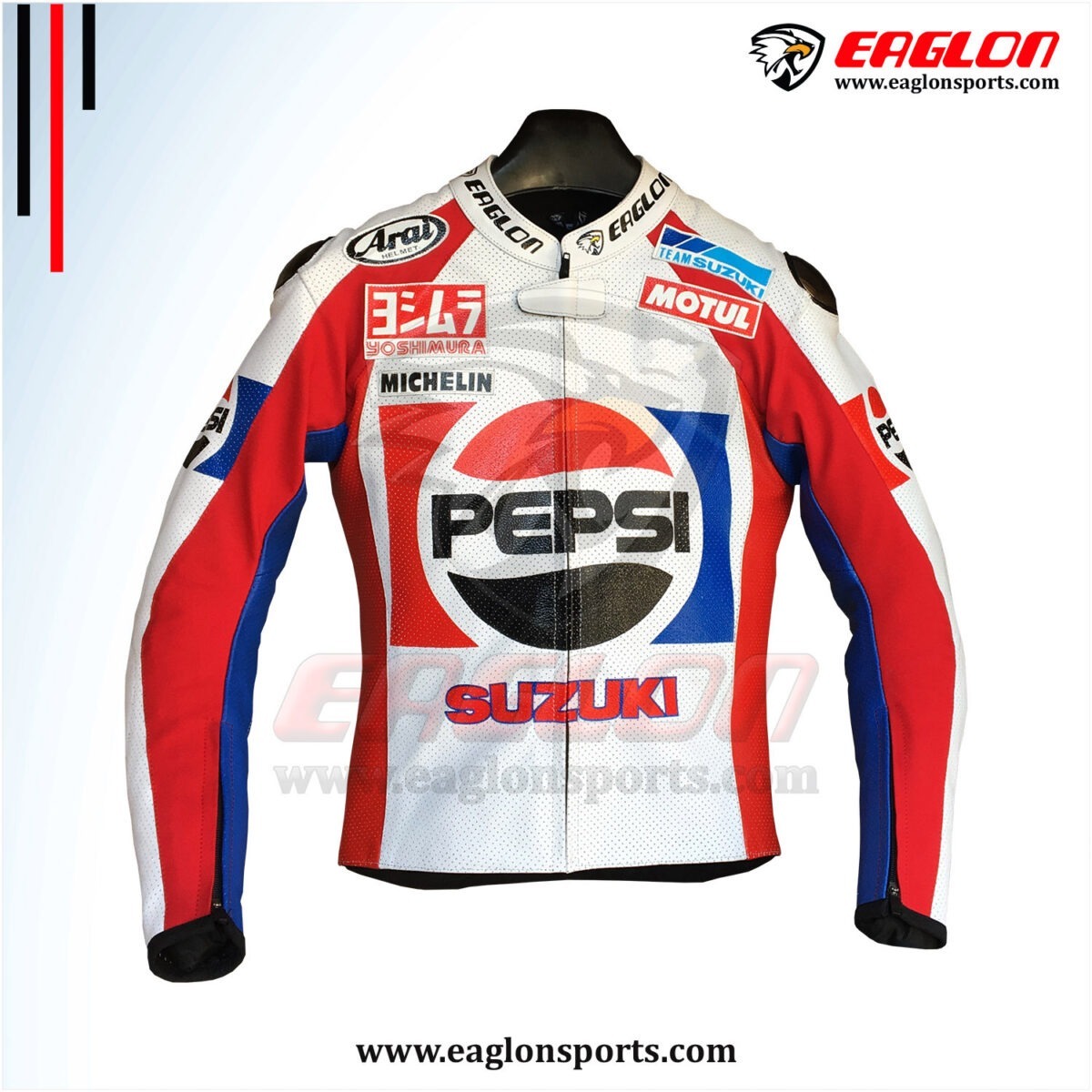  abroad postage included high quality freti* Spencer Pepsi Suzuki MotoGP 1998 racing leather jacket size all sorts original leather replica 