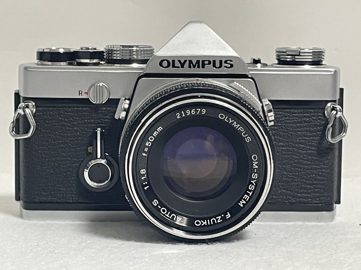 OLYMPUS オリンパス OM-1 F.ZUIKO AUTO-S f1.8 50mm フィルム一眼レフカメラ シャッターOK 現状品_画像1