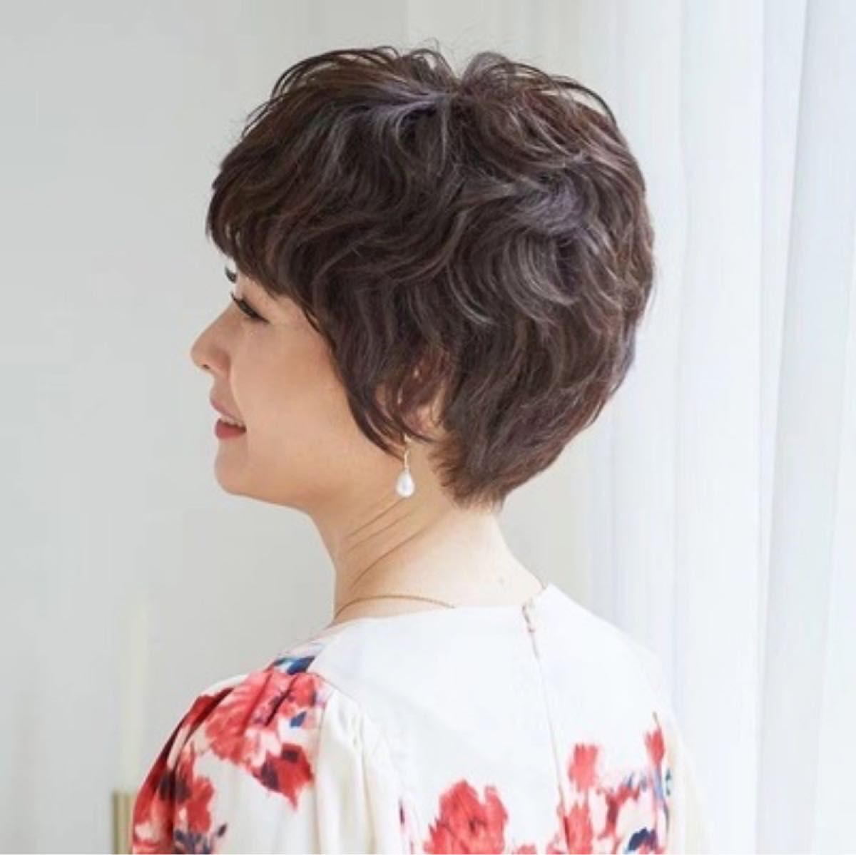  full wig Short .... perm net attaching Brown nature wig heat-resisting 