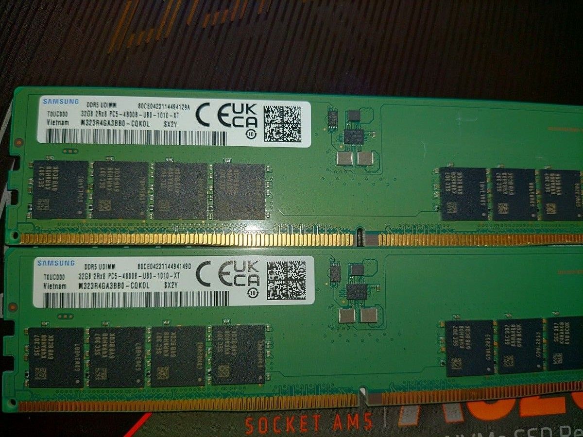 Samaung DDR5-4800 32GB x4 128GB動作品 2Rank M323R4GA3BB0-CQK06