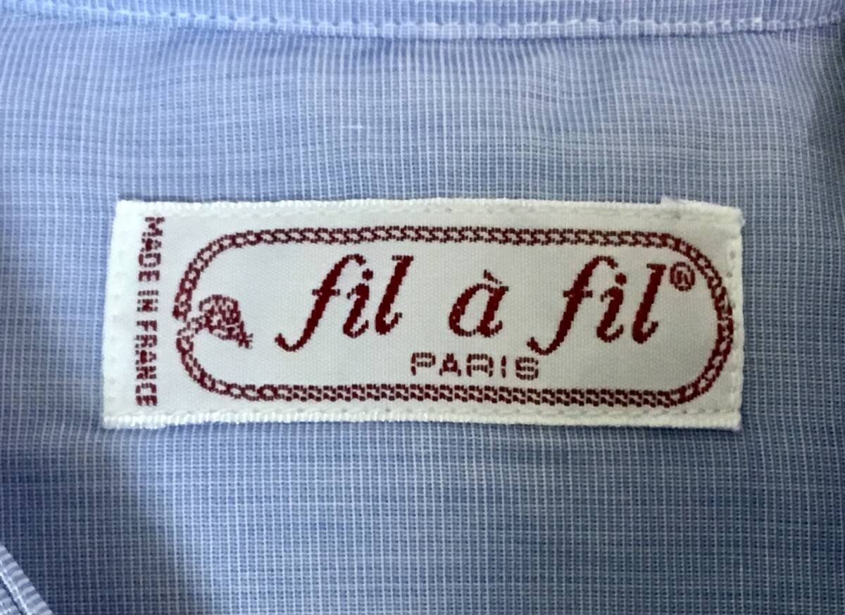 【fil a fil】美品『フィルアフィル・ホリゾンタルカラー ドレスシャツ』メンズ3 ライトブルー 別宅保管 個人出品 の画像4