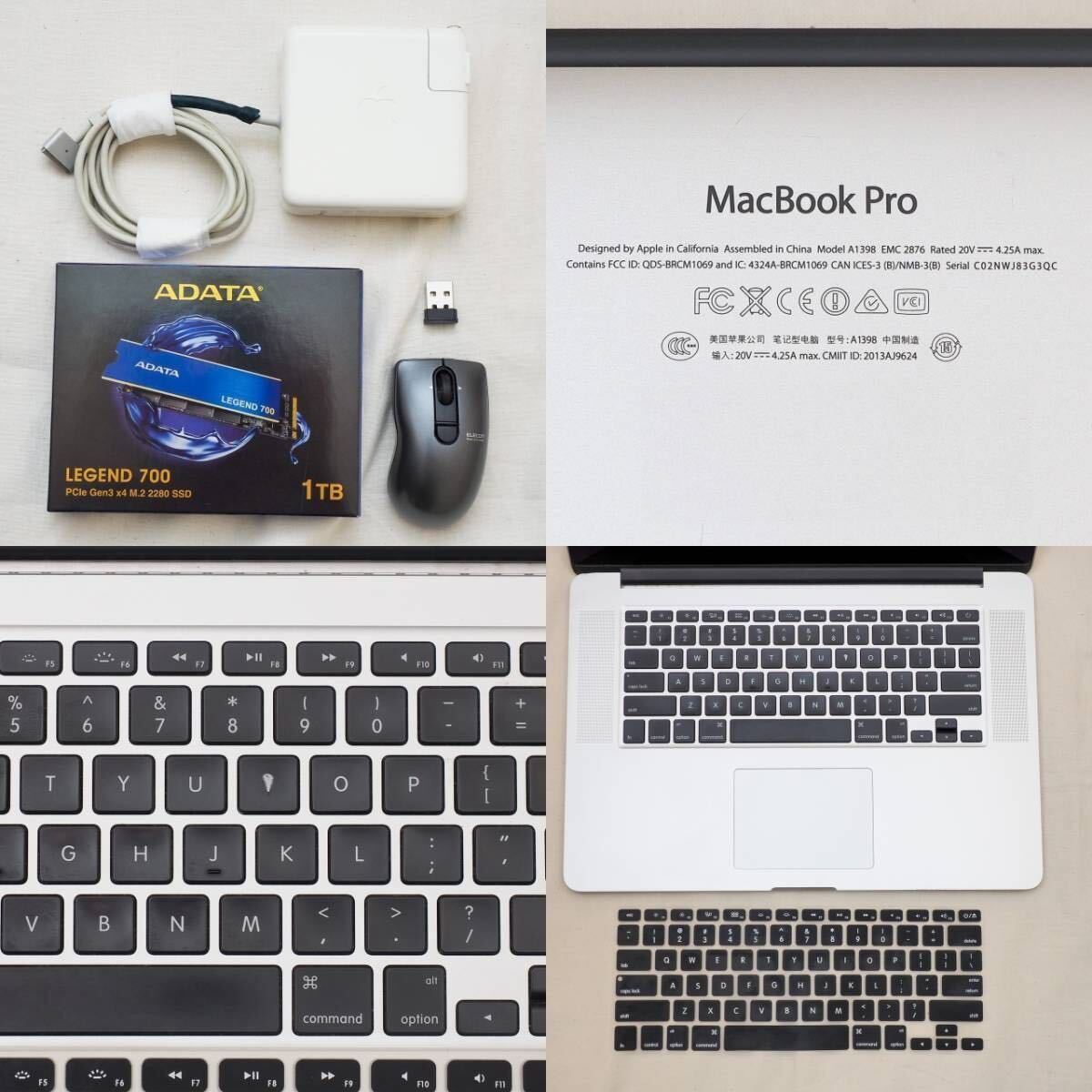 MacBook Pro 2014 15インチ i7クアッドコア 16GBメモリ 1TBSSD(新品) USキーボード MacOS&Windows10 Office 2021 ワイヤレスマウス 2_画像5