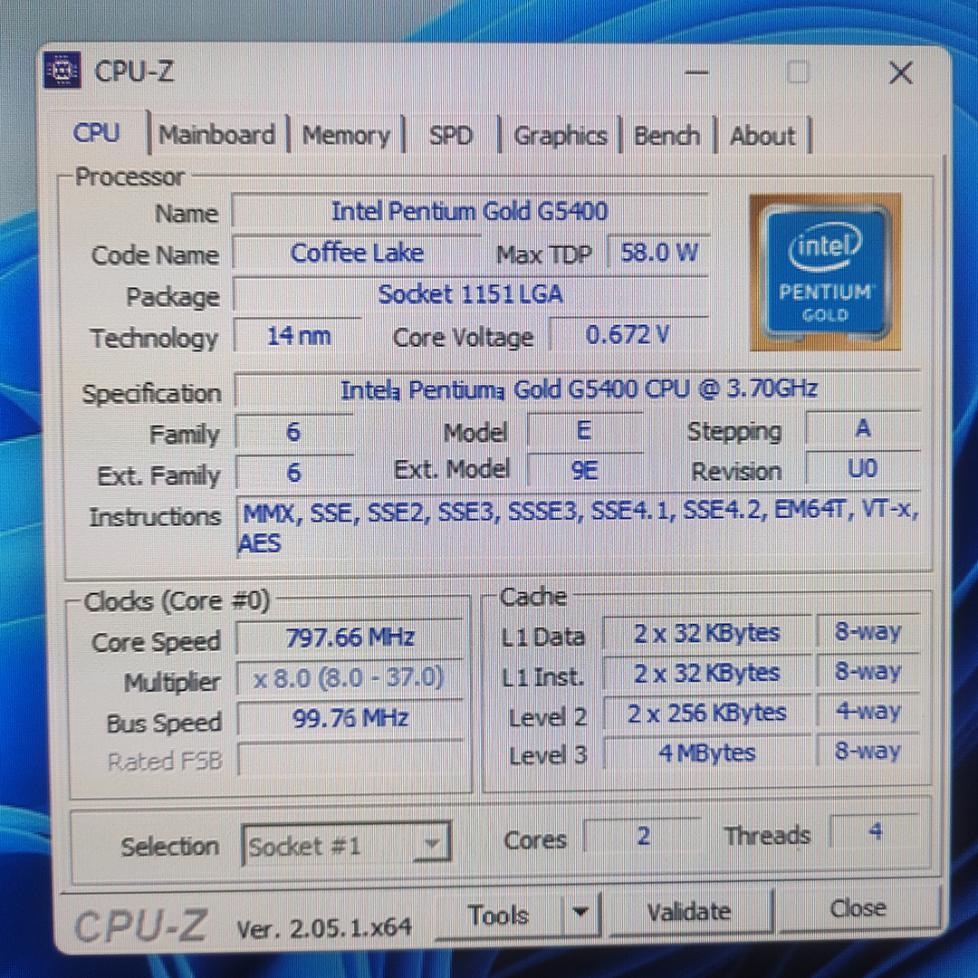 intel Pentium Gold G5400 動作品_画像3