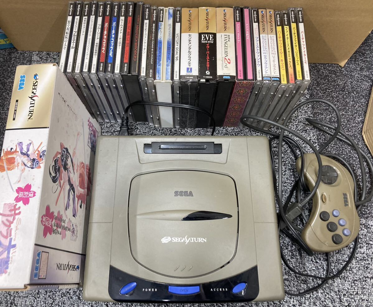 セガサターン SEGA HST-3200 ソフトセット コントローラー バーチャファイター エヴァンゲリオン センチメンタルグラフティ サクラ対戦の画像1