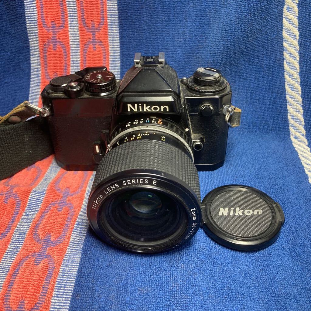 ★綺麗・美品★Nikon FE Black ボディ＋ニコン レンズ ストラップ フロントレンズキャップ付属_画像1