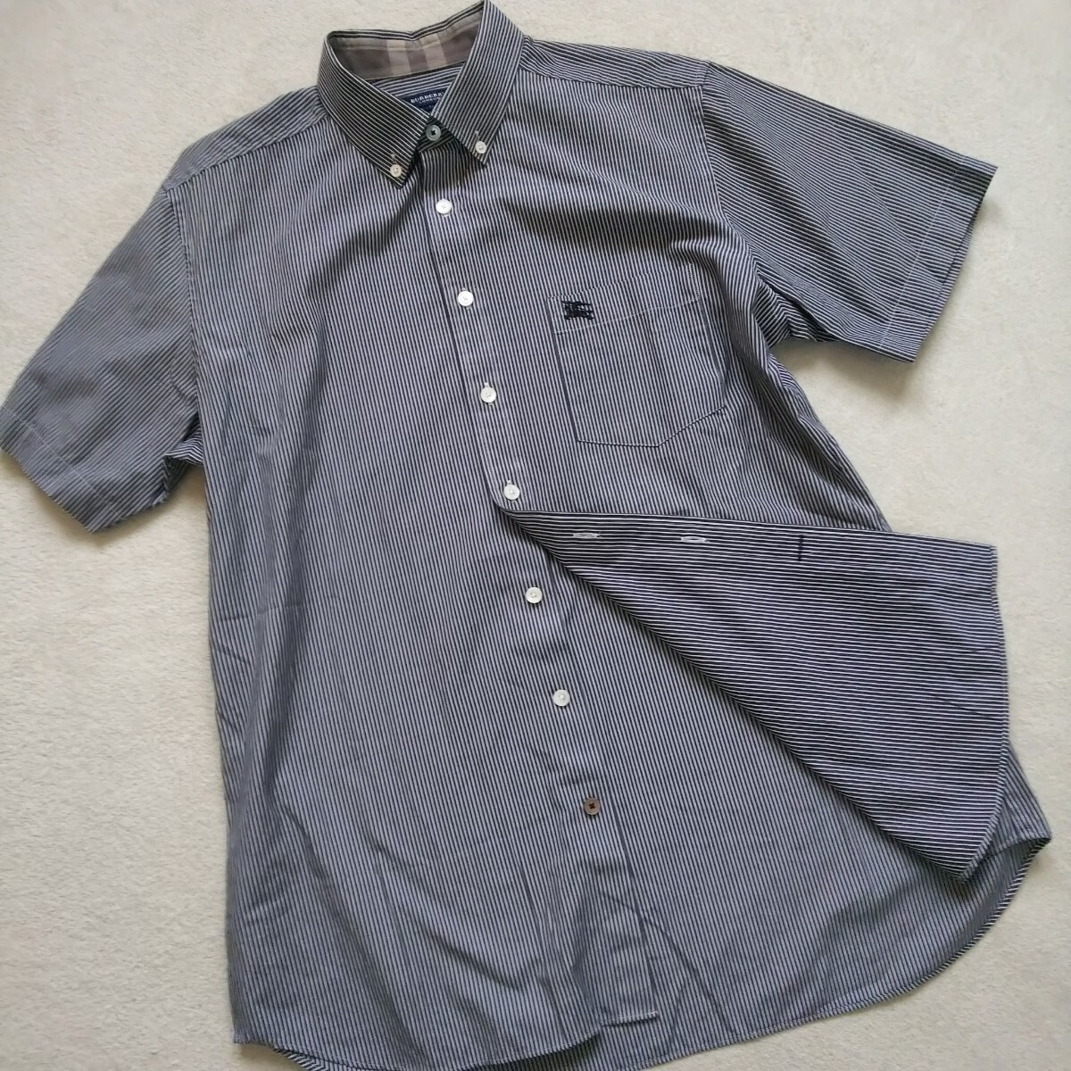 [ не использовался . близкий L] Burberry London рубашка с коротким рукавом бизнес Y рубашка . дорога шланг Mark BURBERRYLONDON tops 