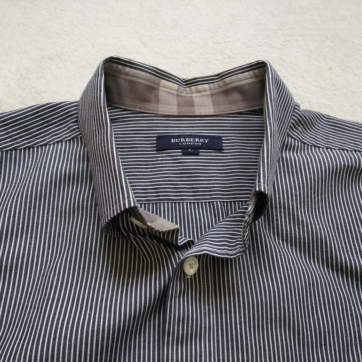 [ не использовался . близкий L] Burberry London рубашка с коротким рукавом бизнес Y рубашка . дорога шланг Mark BURBERRYLONDON tops 