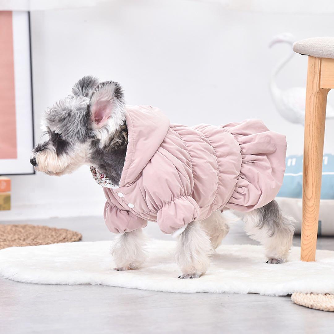 《最終セール》L　犬用ダウンジャケット　くすみピンク　防寒　モコモコ　ボア_画像2