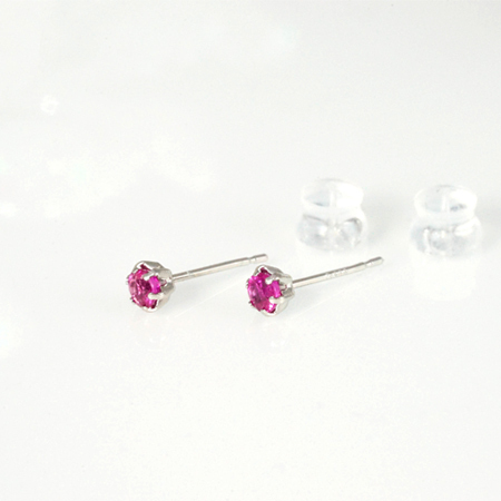 【代引可】 新品Pt900 0.30ct プラチナシリコンダブルキャッチ、品質保証書付 シンプルピアス ルビー3mm丸 ルビー