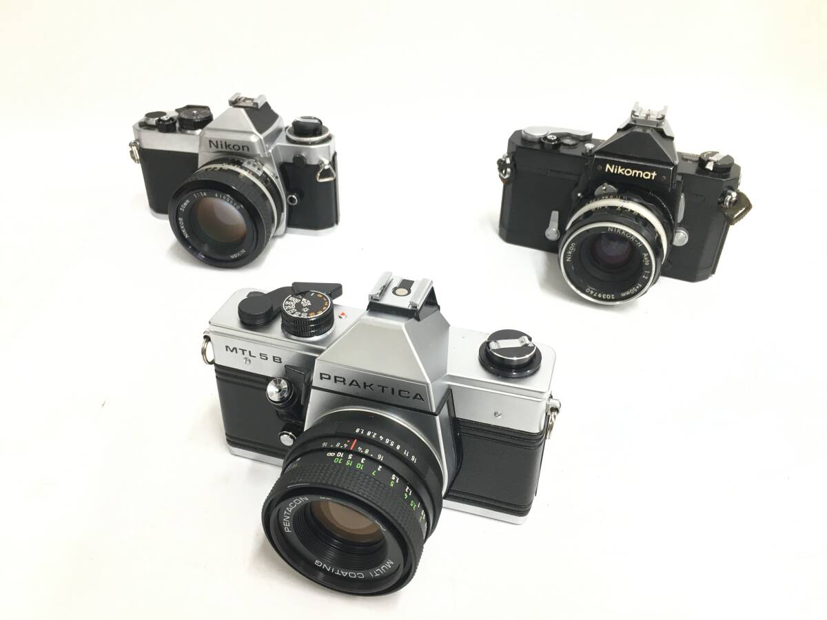 ☆ フィルム一眼レフカメラ まとめ 1 ☆ PRAKTICA MTL 5 B + Nikon FT + F + FE + EL + 他2台 レンズ6本 プラクチカ ニコンの画像2