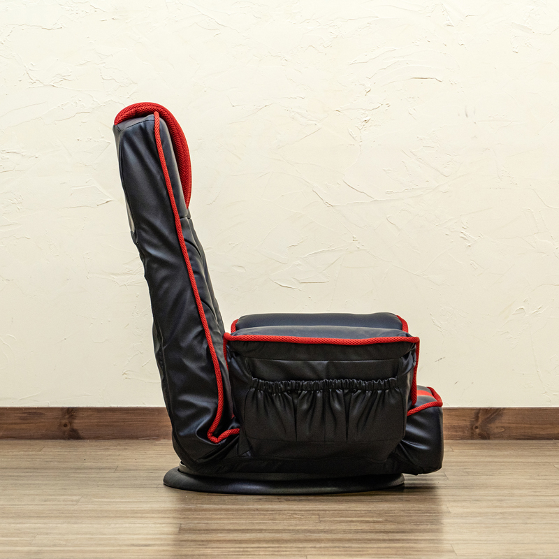 肘掛付き 座椅子 座面回転式 7段階リクライニング ヘッドレスト ハイバック メッシュ PVC 合皮シート CXD-11 レッド(RD)の画像6