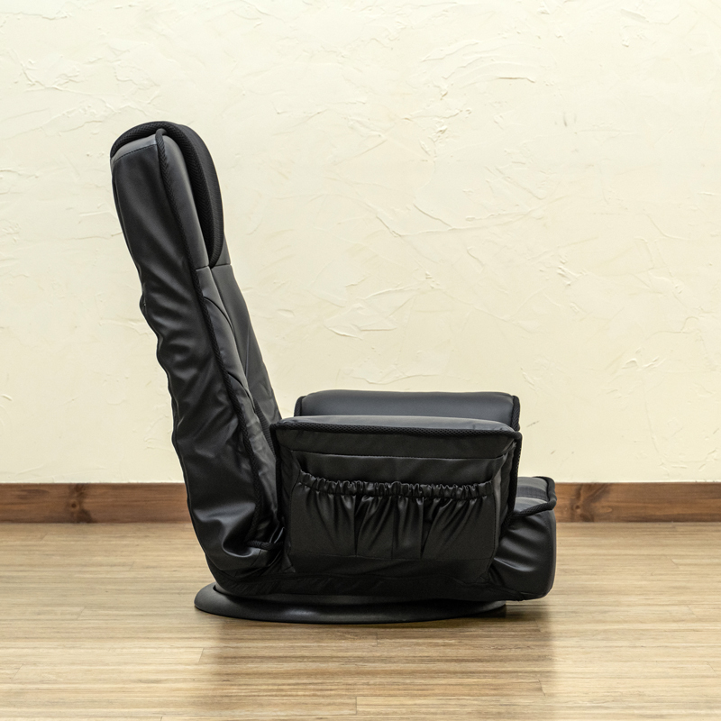 肘掛付き 座椅子 座面回転式 7段階リクライニング ヘッドレスト ハイバック メッシュ PVC 合皮シート CXD-11 ブラック(BK)の画像6