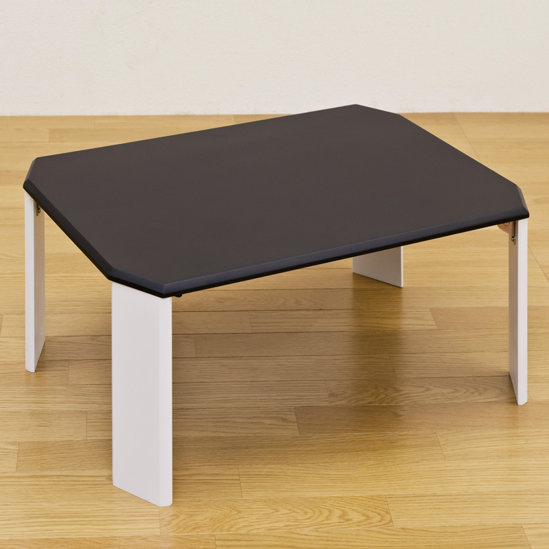 折りたたみテーブル 70cm幅 ツートンテーブル 白黒 モノトーン 折れ脚 WFG-7050(BK) ブラック_画像4