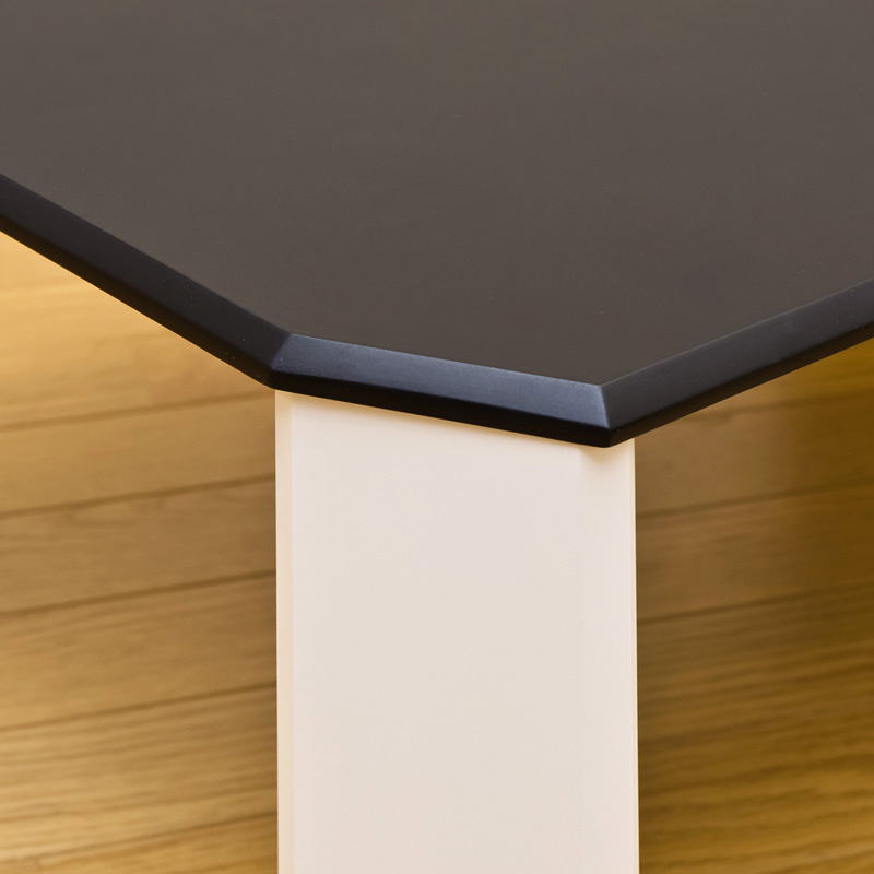折りたたみテーブル 70cm幅 ツートンテーブル 白黒 モノトーン 折れ脚 WFG-7050(BK) ブラック_画像3