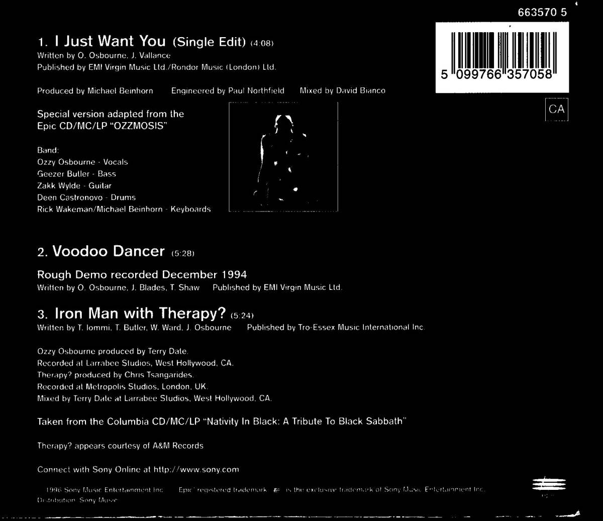  hard-to-find single CD!I Just Want Youoji-* oz bo-nOzzy Osbourneoji- oz bo-nOZZMOSISjapameta5099766357058 black mackerel s