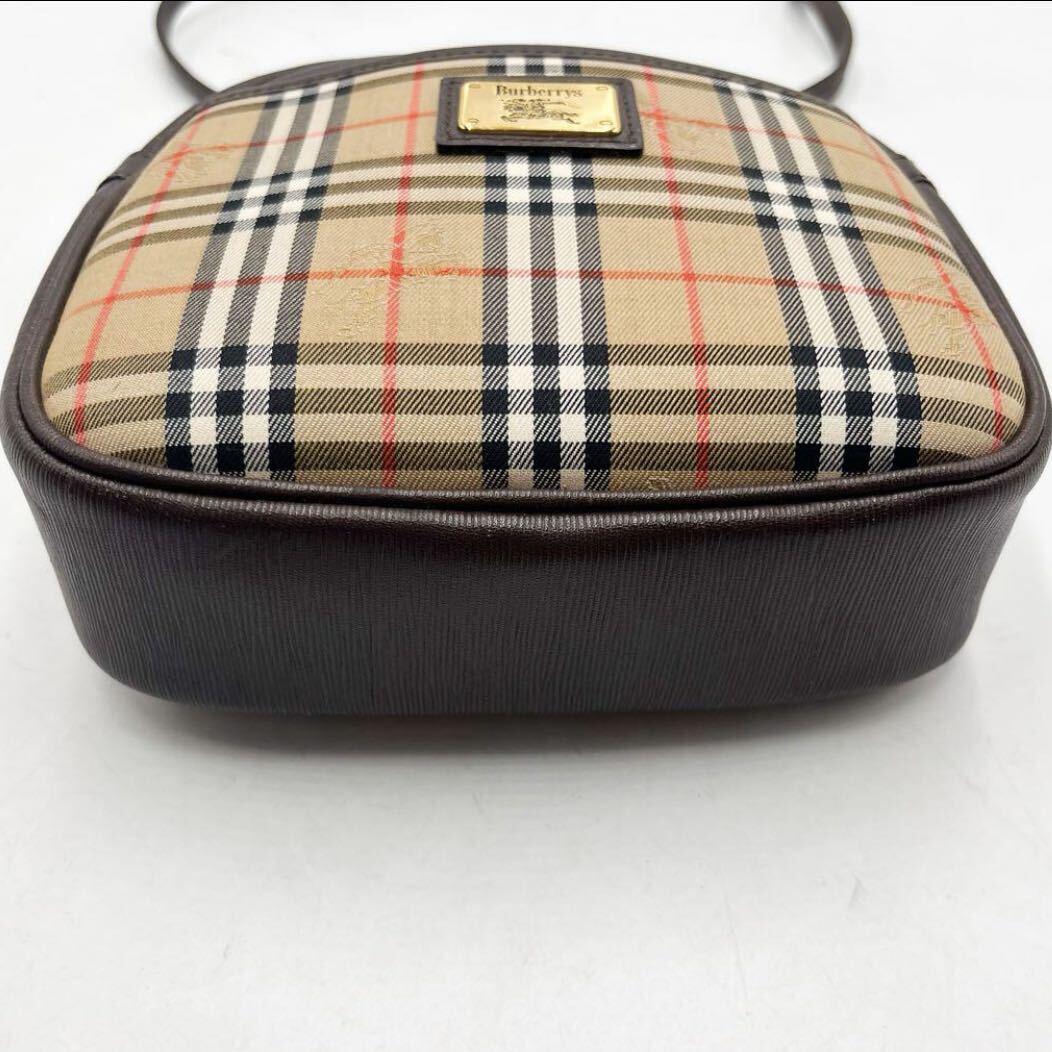 1円 【定番】 バーバリー BURBERRY ショルダーバッグ サコッシュ ポシェット ノバチェック シャドーホース キャンバス レザー 革_画像4