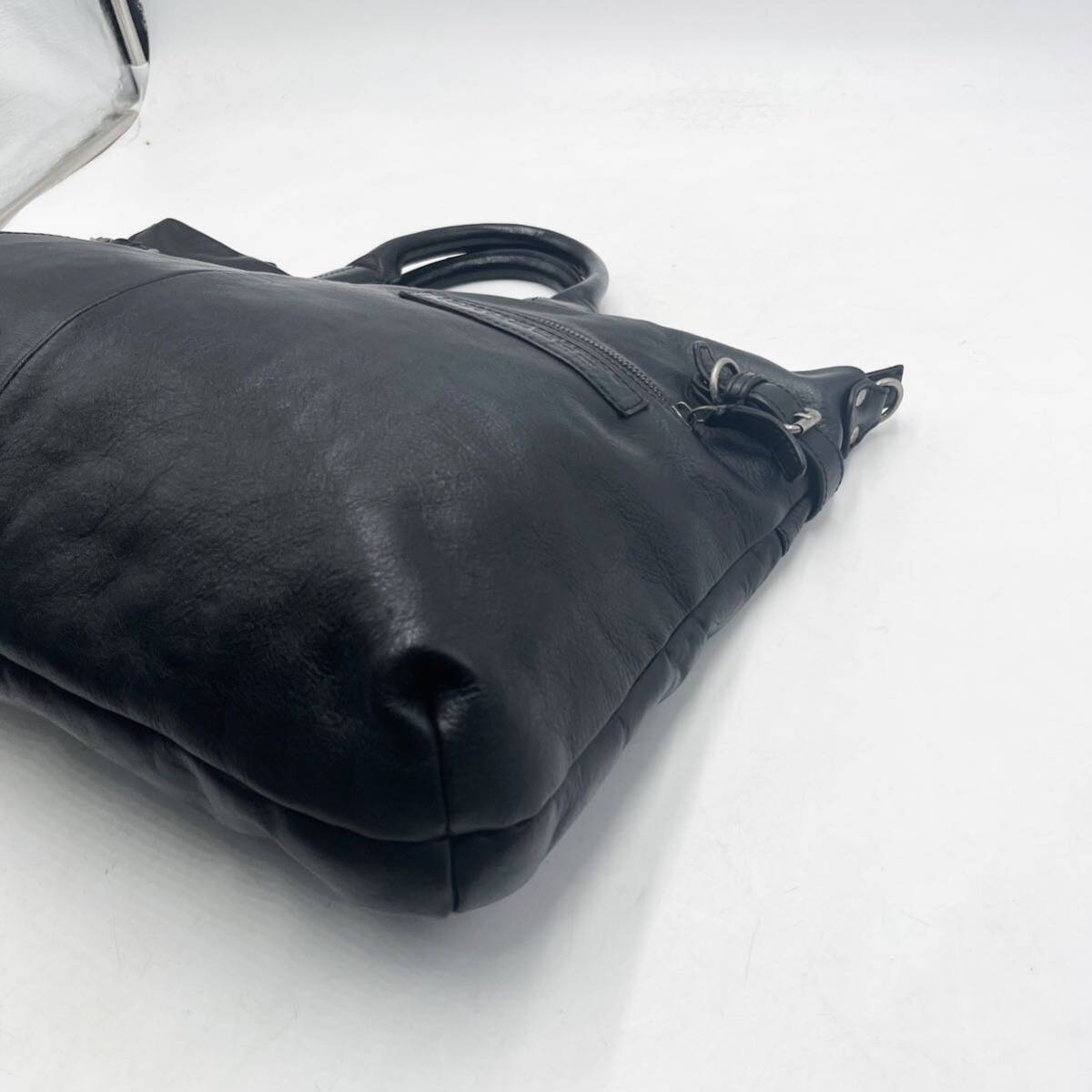 1 jpy [ beautiful goods ] tote bag business bag briefcase shoulder bag leather leather black black men's lady's 