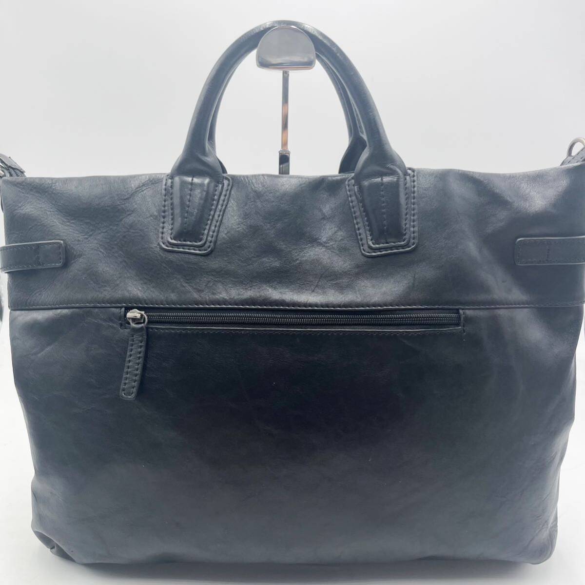1 jpy [ beautiful goods ] tote bag business bag briefcase shoulder bag leather leather black black men's lady's 
