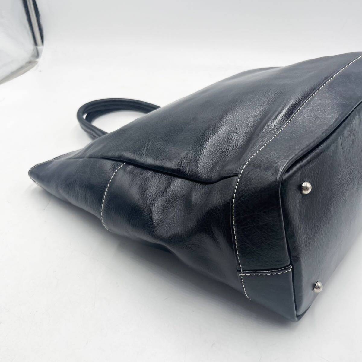 1 jpy [ new goods unused ] tote bag business bag briefcase shoulder bag leather leather black black men's lady's 
