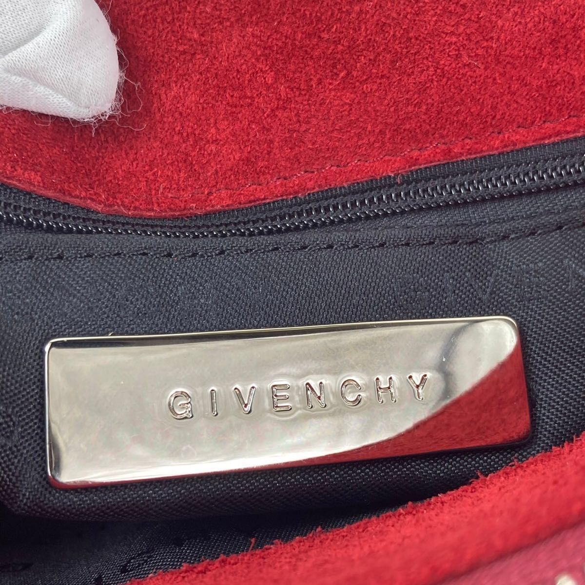 美品　GIVENCHY ジバンシー　ハンドバッグ　ビッグロゴ　スウェード　赤　トートバッグ　肩掛け