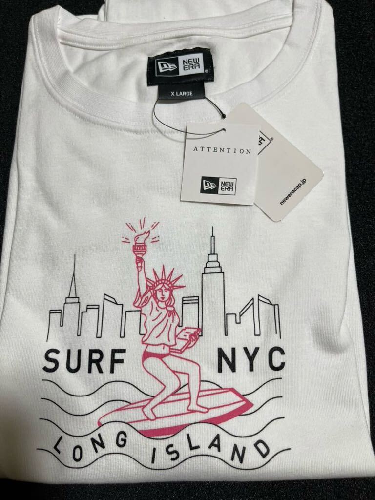 NEW ERA Tシャツ XL 自由の女神 Tee SURF NYC白 半袖 ホワイト プリント ニューヨーク ロングアイランドの画像2