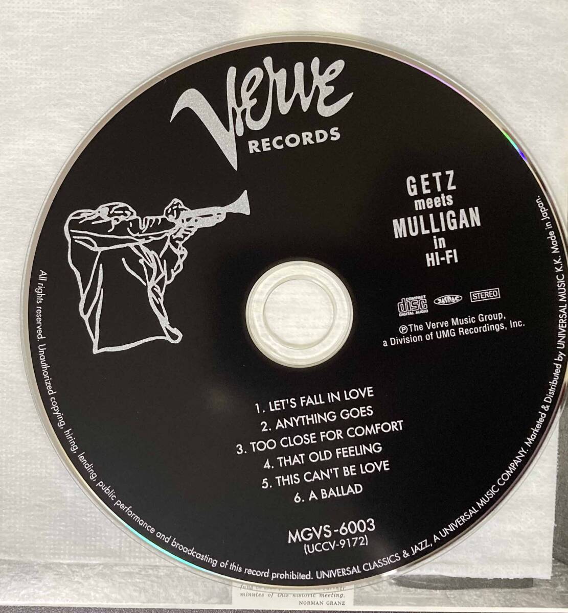 Stan Getz & Gerry Mulligan / Getz Meets Mulligan in Hi-Fi 中古CD　国内盤　帯付き 紙ジャケ 24bitリマスタリング　初回プレス限定盤 _画像3