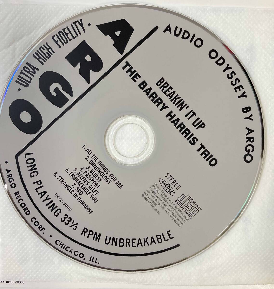 Barry Harris Trio / Breakin' It Up中古CD 国内盤 帯付き 紙ジャケ 24bitデジタルリマスタリング 初回プレス完全限定盤 の画像3