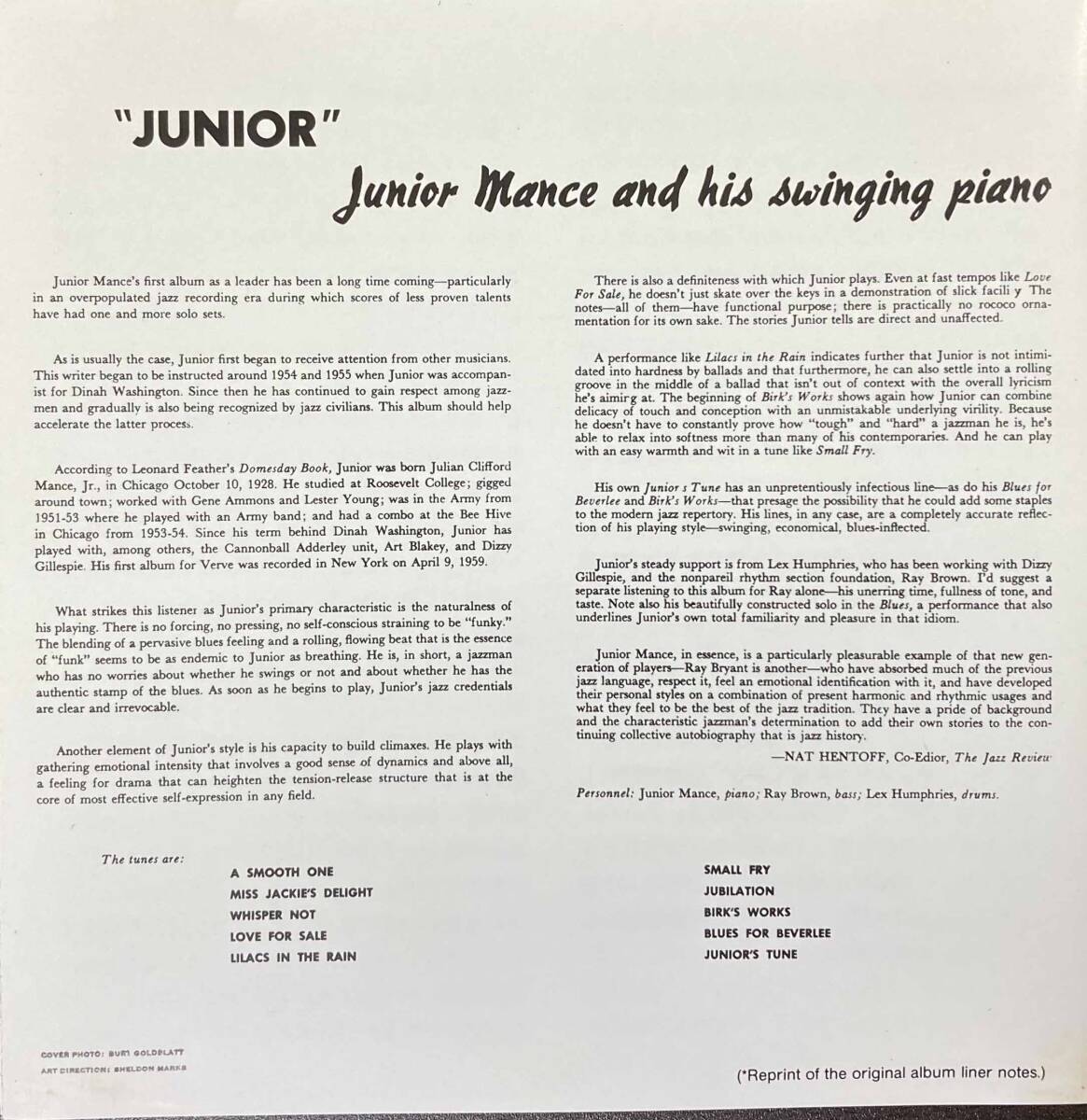 Junior Mance / Junior Mance & His Swinging Piano 中古CD 国内盤 帯付き ケース新品交換 の画像5