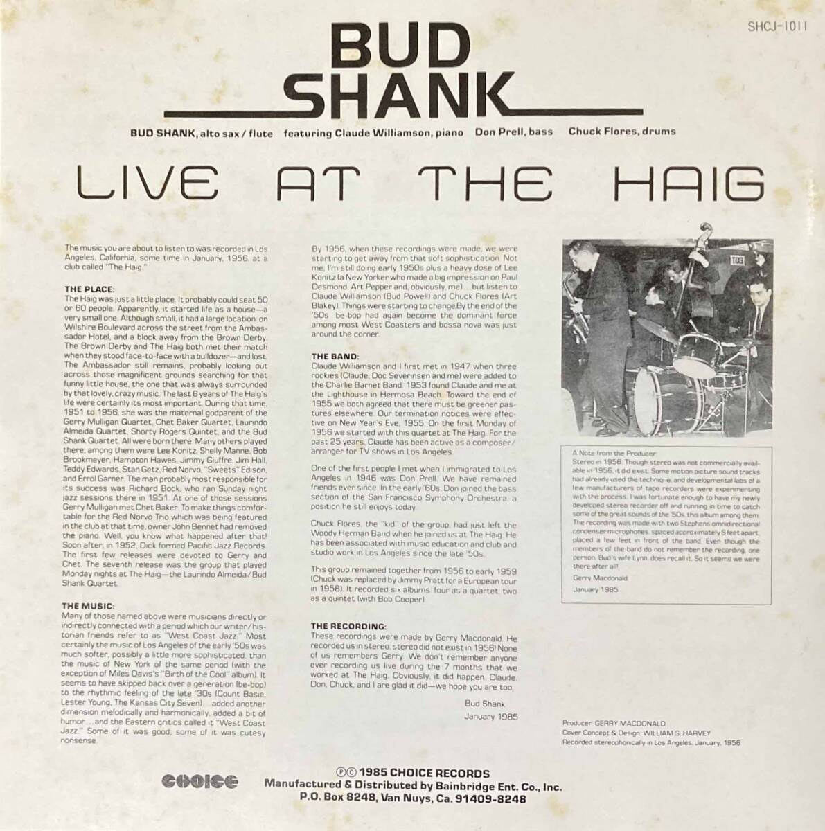 Bud Shank / Live at the Haig 中古CD 国内盤 帯付きの画像5