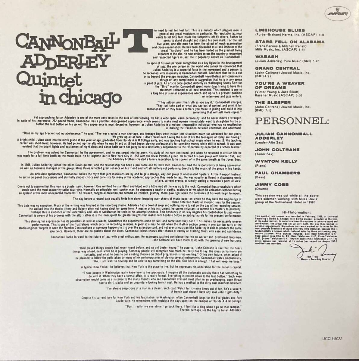 Cannonball Adderley / Cannonball Adderley Quintet in Chicago 中古CD 国内盤 帯付きの画像5