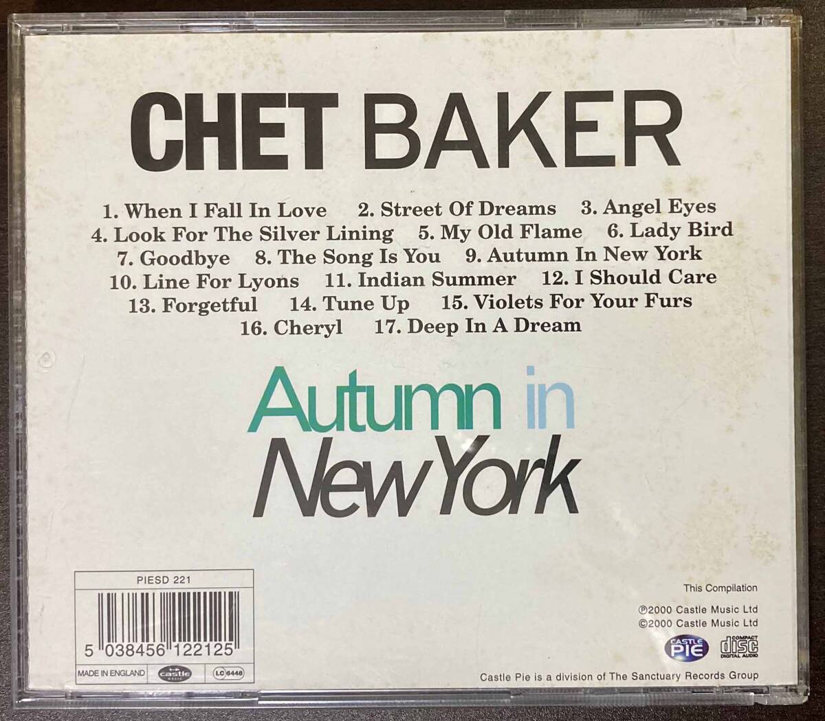 Chet Baker / Autumn In New York 中古CD　輸入盤_画像3