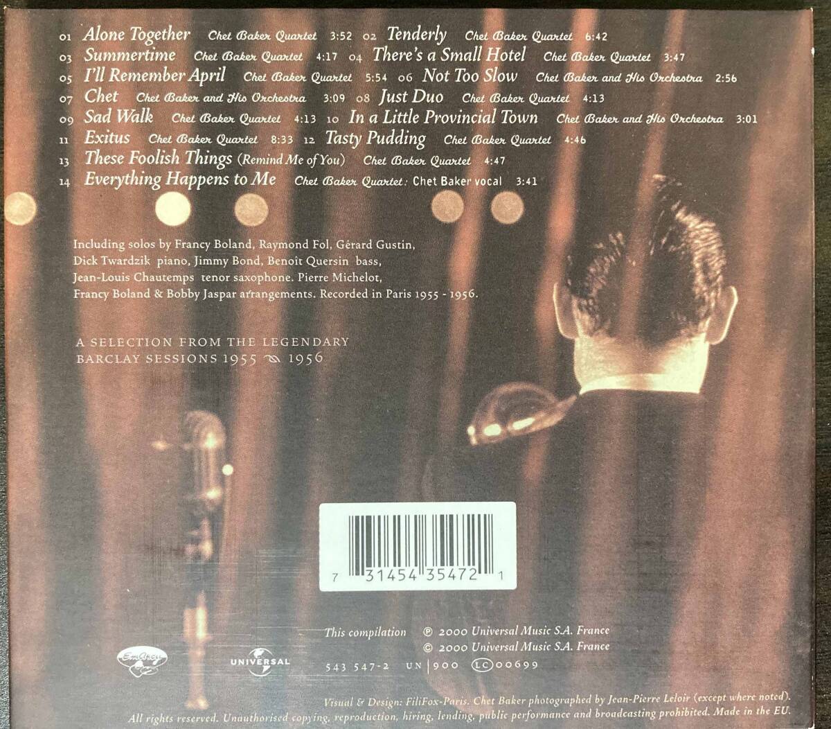  Chet Baker / In Paris 中古CD 輸入盤 デジパックの画像2