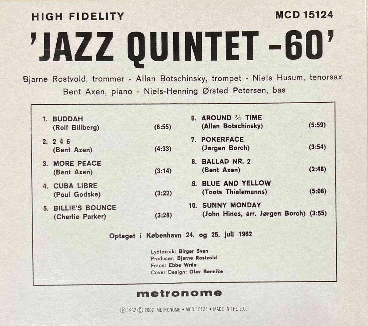 Bjarne Rostvold / Jazz Quintet-60 中古CD 輸入盤 デジパック仕様の画像2