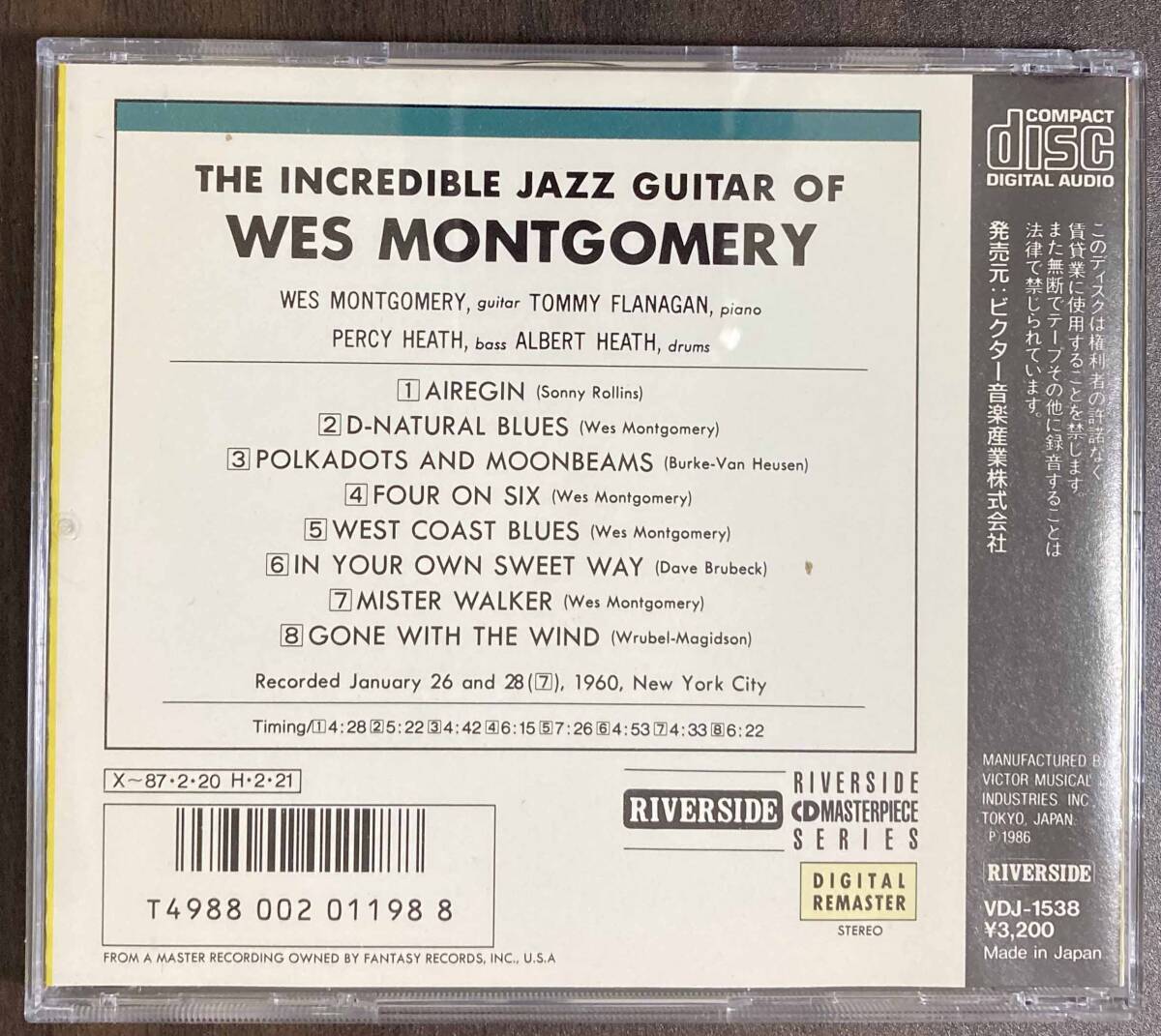 Wes Montgomery / The Incredible Jazz Guitar of Wes Montgomery 中古CD 国内盤 ケース新品交換 _画像3