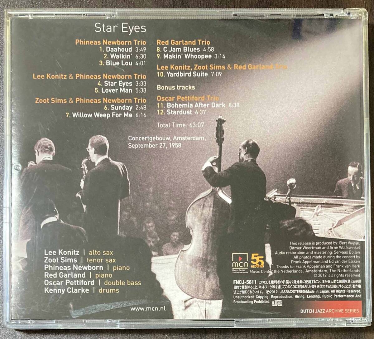 Lee Konitz & Zoot Sims / Star Eyes - Live in Amsterdam 1958 中古CD 国内盤 帯付き の画像3