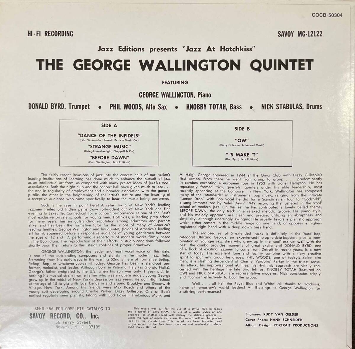 George Wallington /Jazz at Hotchkiss 中古CD　国内盤　帯付き 紙ジャケ　初回限定盤 _画像2