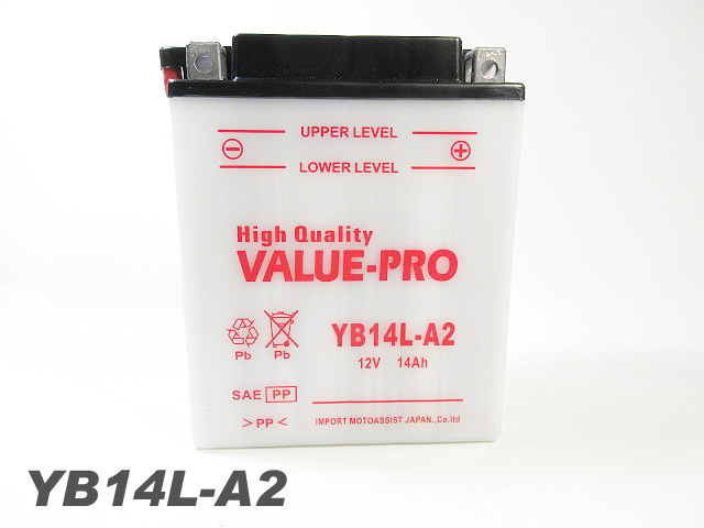 YB14L-A2 開放型バッテリー ValuePro / 互換 FB14L-A2 FT400 FT500 CB750F CB750K CB900F CB1100F CB1100Rの画像1