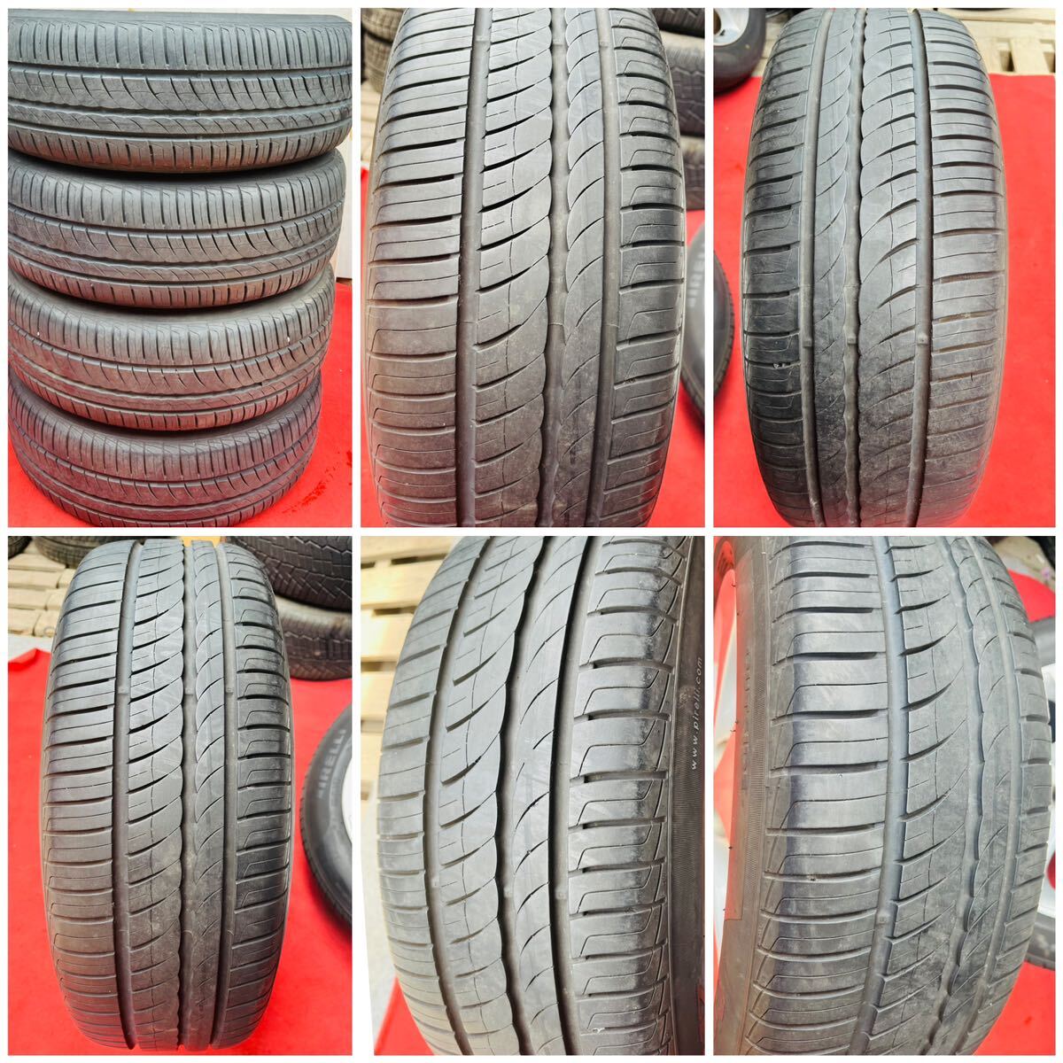 65%溝有。TOYOTA アルファード10系 純正17インチ×7J+45 114.3/5Hアルミホイール PIRELLI 215/60R17ラジアルタイヤ付き4本セット。_画像6