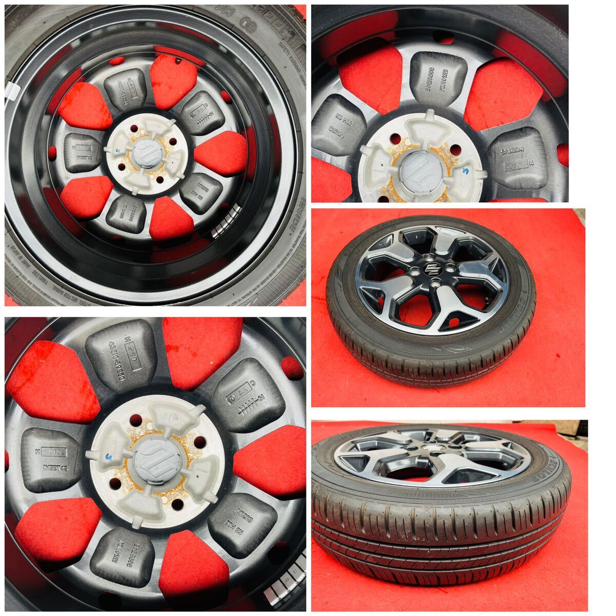 SUZUKI スズキ ハスラー MR52S HYBRID X 純正 ホイール15インチ×4.5J＋45 PCD100 4穴 DUNLOP 165/60R15ラジアル4本。20年式60%以上溝有。_画像9