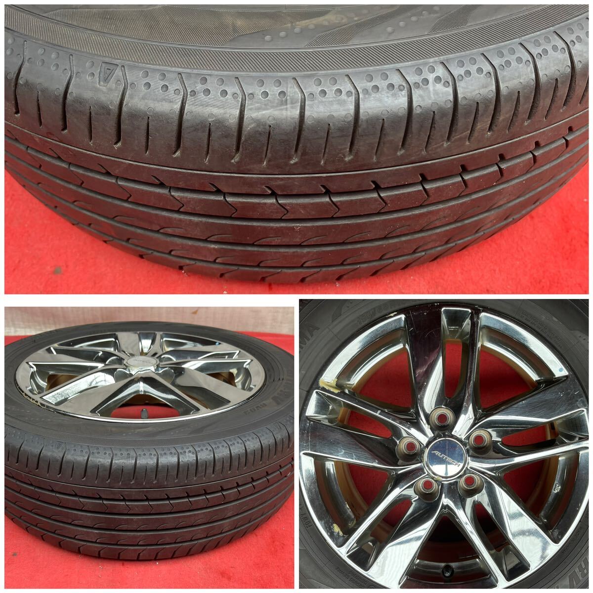 70%溝有。ENKEI製。NISSAN日産 セレナC26純正 AUTECH メッキ16インチ×6J ＋45 PCD114.3 5穴 YOKOHAMA 195/60R16ラジアルタイヤ付き4本。_画像8