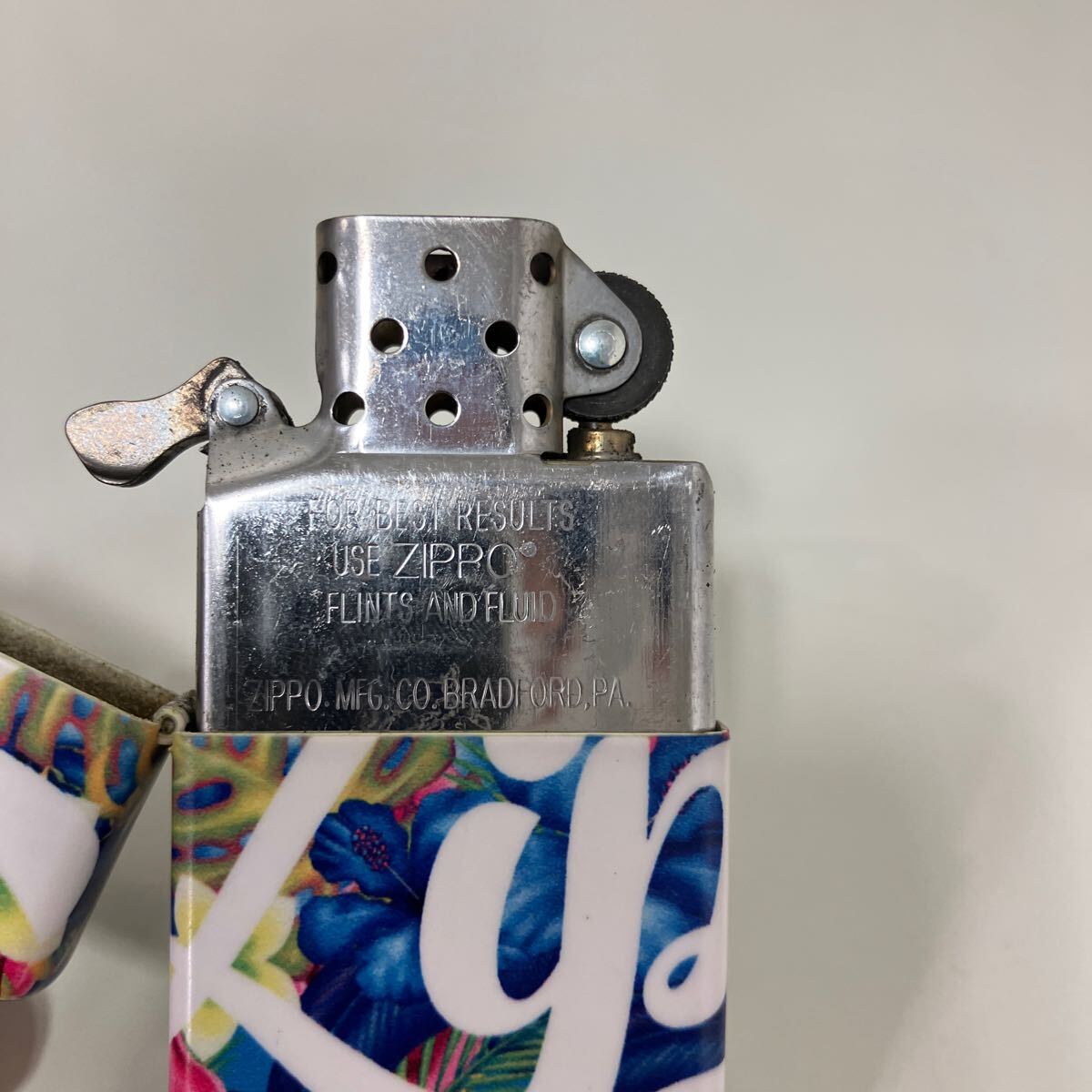 ZIPPO ジッポー オイルライター 喫煙具 トロピカルフラワー 着火確認済み_画像6