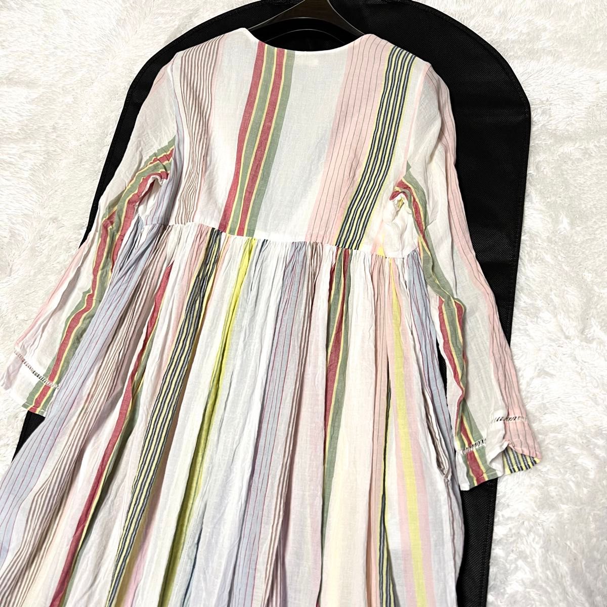美品✨ヌキテパ カシュクールガウン ワンピース マキシ丈 マルチカラー 2way ヌキテパ 2way カシュクール ガウン ロングワンピース マルチ