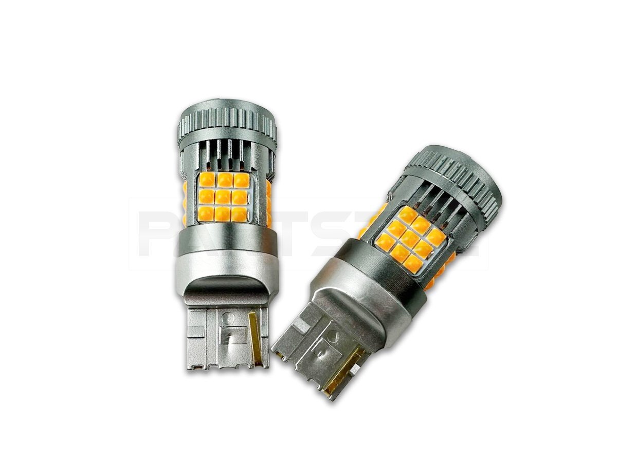 T20 LED バルブ シングル ピンチ部違い アンバー 4個セット ハイフラ防止抵抗 内蔵 6500K 5000ルーメン 12V 高輝度 / 147-135x4の画像2