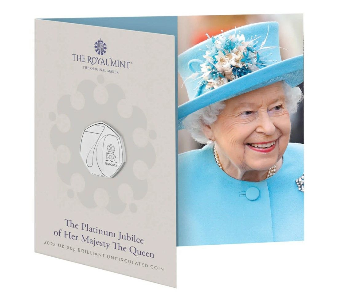 2022 イギリス エリザベス二世女王 即位70周年記念 50ペンス硬貨