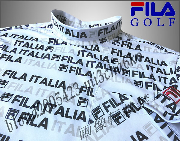 ■新品【FILA GOLF】フィラゴルフ COOL TOUCH接触冷感 全体飛びロゴ モックネック半袖シャツ■WH/LL(XL)の画像1