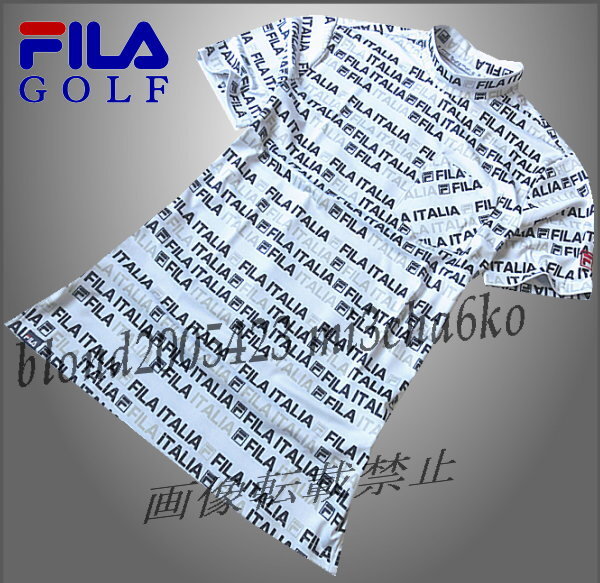 ■新品【FILA GOLF】フィラゴルフ COOL TOUCH接触冷感 全体飛びロゴ モックネック半袖シャツ■WH/3L(XXL)の画像2