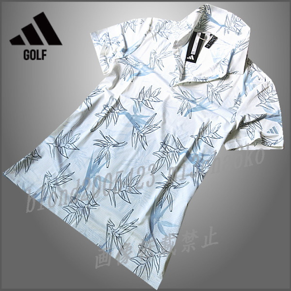 ■新品【adidas GOLF】アディダスゴルフ 軽量通気性素材ノベルティープリント半袖ポロシャツ■WH/2XLの画像2