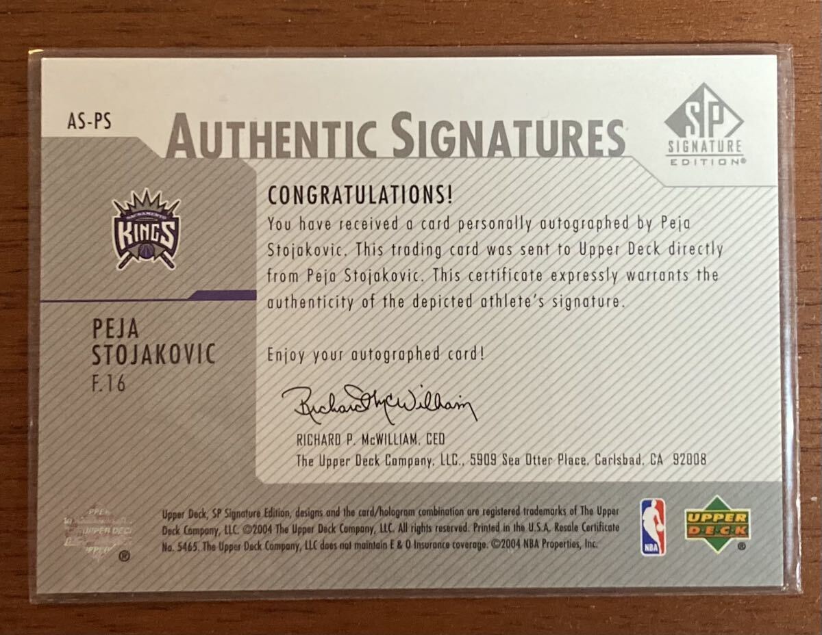 NBA Peja Stojakovic Upper Deck Authentic Signaturesの画像2