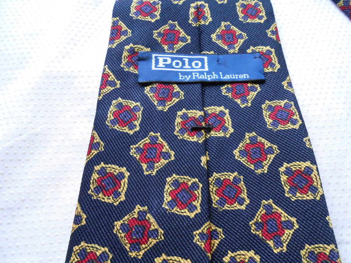 E57 прекрасный товар USA производства POLO Ralph Lauren общий рисунок узор толстый галстук темно-синий 